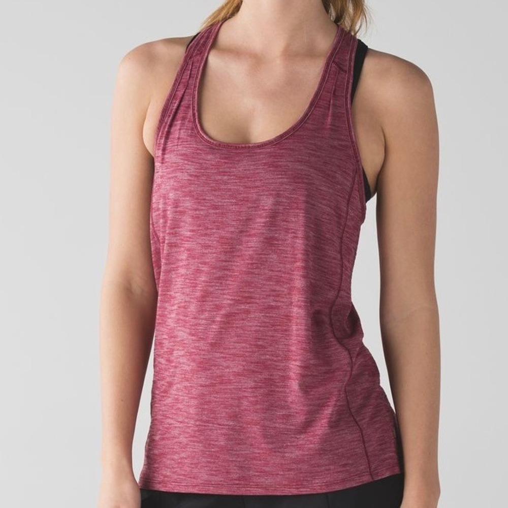 Lululemon Hotwave Tank NSF Heathered Rosewood Red Racerback Yoga Gym Top